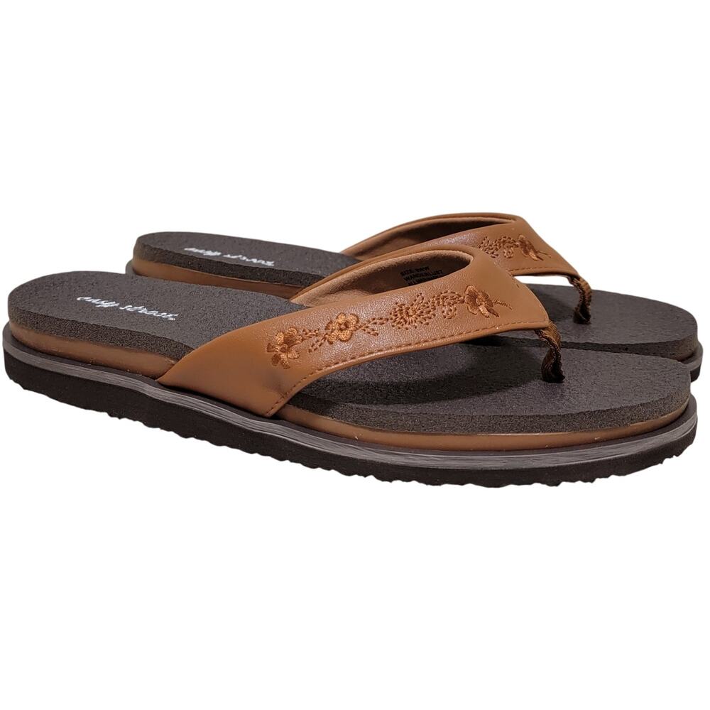 Easy Street Women Wanderlust Flip Flop Thong Sandals Size US 8WW Tan Brown